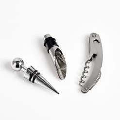 Zeller Set à vin Owara (4 éléments) - Acier inoxydable - Argenté - 10 cm x 27,8 cm x 3 cm -Commodes enfant Soldes 1000283216 210813 06105200285 DETAILS P000000001000283216