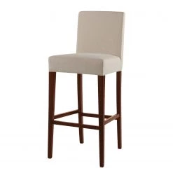 Red Living Chaise de bar Camillas II - Tissu structuré / Hêtre massif- Beige / Imitation noyer