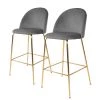 Red Living Chaises de bar Maxou I (lot de 2) - Velours / Acier - Gris