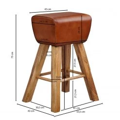 Red Living Tabouret de bar Moto - Cuir véritable / Manguier massif - Marron / Manguier -Commodes enfant Soldes 1000303908 211103 121515000579 SKETCH DETAILS P000000001000303908 sketch