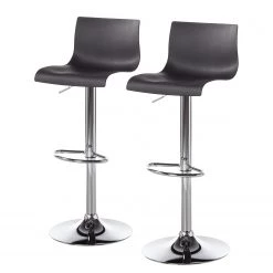 Mooved Chaise de bar Falkland - Noir - Chrome brillant - Lot de 2