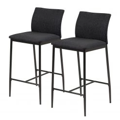 Loftscape Chaises de bar Domenica (lot de 2) - Tissu / Fer - Anthracite / Noir