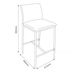 Loftscape Chaises de bar Domenica (lot de 2) - Tissu / Fer - Anthracite / Noir -Commodes enfant Soldes 1000319587 220128 12570500500 SKETCH DETAILS P000000001000319587 sketch
