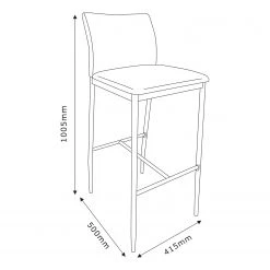 Loftscape Chaises de bar Domenica I (lot de 2) - Velours / Fer - Vert étang / Noir -Commodes enfant Soldes 1000319596 220128 12570900500 SKETCH DETAILS P000000001000319596 sketch