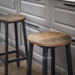 Red Living Tabourets de bar Savar (lot de 2) - Imitation bois recyclé / Noir -Commodes enfant Soldes 1000332559 220303 030 DETAILS P000000001000332559