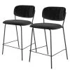 Loftscape Chaises de bar Muel II (lot de 2) - Velours / Acier - Noir