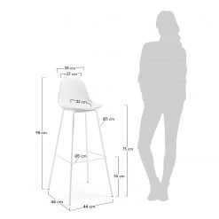 Loftscape Chaises de bar Royale (lot de 2) - Matière plastique et imitation cuir / Acier - Blanc -Commodes enfant Soldes 1000340179 220414 500 SKETCH DETAILS P000000001000340179 sketch