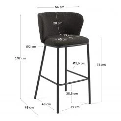 Loftscape Chaises de bar Rovigo (lot de 2) - Gris foncé -Commodes enfant Soldes 1000340213 220414 500 SKETCH DETAILS P000000001000340213 sketch