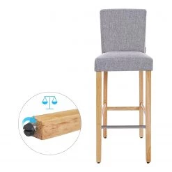 Red Living Chaises de bar Tullah (lot de 2) - Tissu / Hévéa massif et fer - Gris / Hévéa et argenté -Commodes enfant Soldes 1000347232 220513 040 DETAILS P000000001000347232