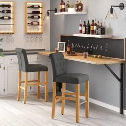 Red Living Chaises de bar Ramadas (lot de 2) - Tissu / Hévéa massif et fer - Gris / Hévéa et argenté -Commodes enfant Soldes 1000347233 220513 021 MOOD DETAILS P000000001000347233 mood