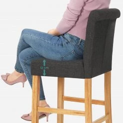 Red Living Chaises de bar Ramadas (lot de 2) - Tissu / Hévéa massif et fer - Gris / Hévéa et argenté -Commodes enfant Soldes 1000347233 220513 045 DETAILS P000000001000347233