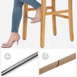 Red Living Chaises de bar Ramadas (lot de 2) - Tissu / Hévéa massif et fer - Gris / Hévéa et argenté -Commodes enfant Soldes 1000347233 220513 050 DETAILS P000000001000347233