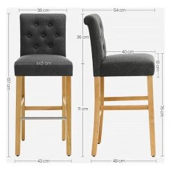 Red Living Chaises de bar Ramadas (lot de 2) - Tissu / Hévéa massif et fer - Gris / Hévéa et argenté -Commodes enfant Soldes 1000347233 220513 500 SKETCH DETAILS P000000001000347233 sketch