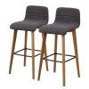 Loftscape Chaises de bar Alaric (lot de 2) - Tissu / Chêne massif / Métal - Gris / Chêne / Noir