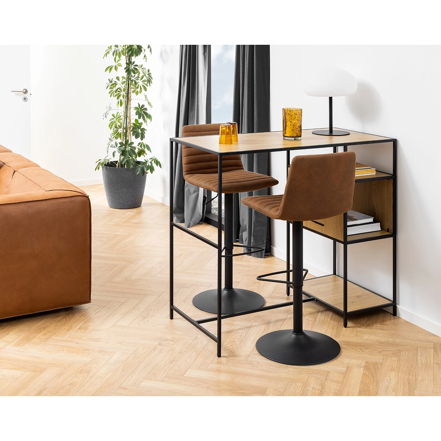 Loftscape Chaises de bar Kimmy (lot de 2) - Cognac 2 Loftscape Chaises de bar Kimmy (lot de 2) - Cognac – Image 2