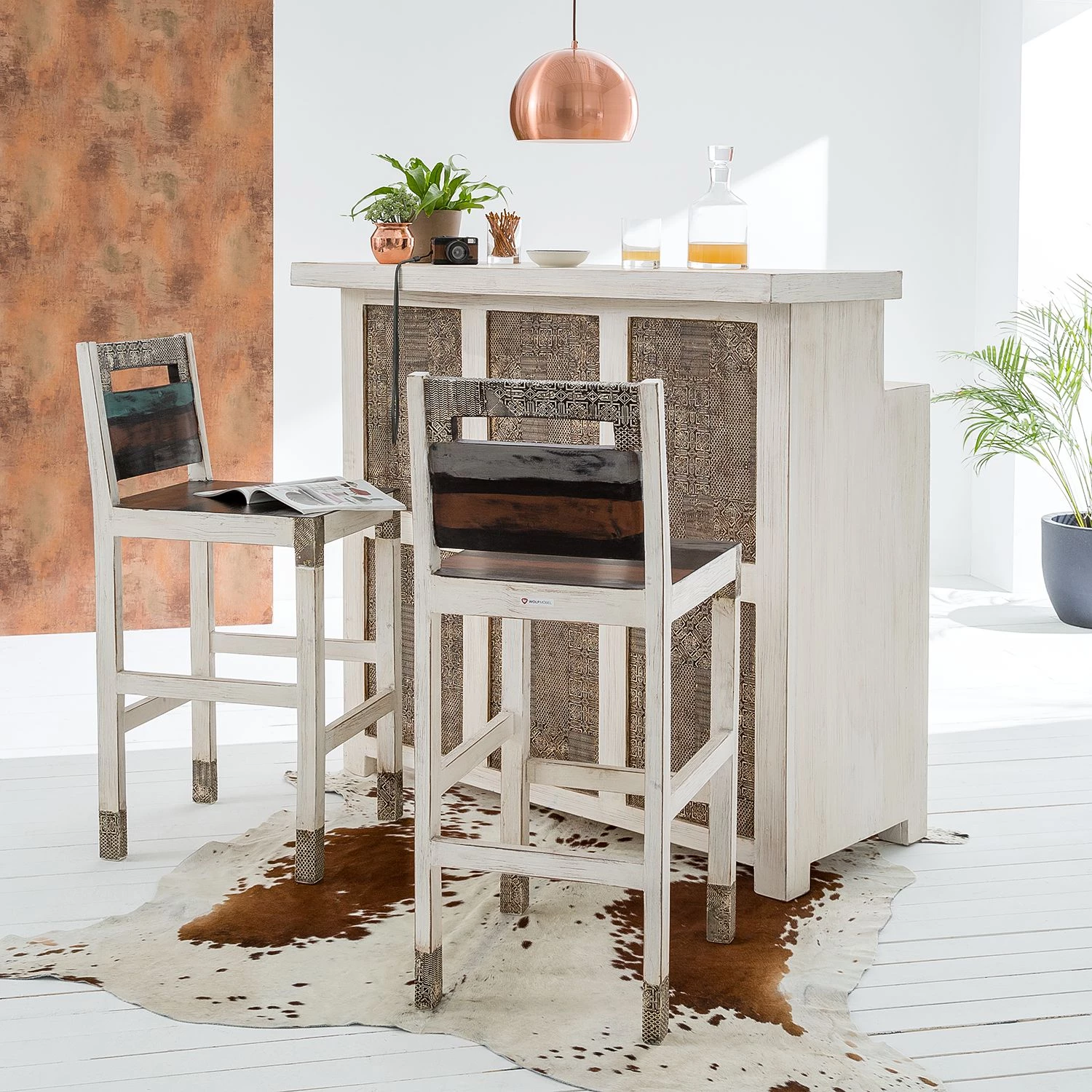 Wolf-Möbel Tabouret de bar Goa White - Multicolore 2 Wolf-Möbel Tabouret de bar Goa White - Multicolore – Image 2