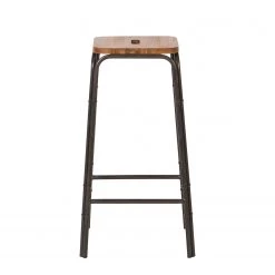 Ars manufacti Tabourets de bar Atelier (lot de 2) - Acacia massif /Métal -Commodes enfant Soldes barhocker atelier 2er set akazie massiv metall 2915973