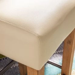 Ars Natura Tabouret de bar Delia - Acacia massif / Imitation cuir - Crème -Commodes enfant Soldes barhocker delia akazie massiv kunstleder creme akazie massiv 3320573