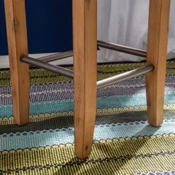 Ars Natura Tabouret de bar Delia - Acacia massif / Imitation cuir - Crème -Commodes enfant Soldes barhocker delia akazie massiv kunstleder creme akazie massiv 3320577