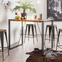 Ars manufacti Tabourets de bar Manchester (lot de 2) - Acacia massif / Métal - Acacia / Anthracite -Commodes enfant Soldes barhocker manchester 2er set akazie massiv metall 4873812