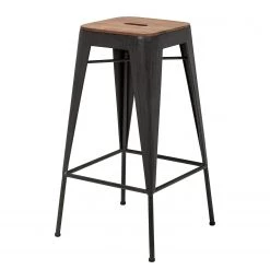 Ars manufacti Tabourets de bar Manchester (lot de 2) - Acacia massif / Métal - Acacia / Anthracite -Commodes enfant Soldes barhocker manchester 2er set akazie massiv metall 4873820