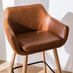 Mørteens Chaises de bar Nicholas I - Imitation cuir / Chêne massif - Marron vintage - Lot de 2 -Commodes enfant Soldes barstuhl nicholas i 2er set kunstleder eiche massiv vintage braun 4793704