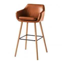Mørteens Chaises de bar Nicholas I - Imitation cuir / Chêne massif - Marron vintage - Lot de 2 -Commodes enfant Soldes barstuhl nicholas i 2er set kunstleder eiche massiv vintage braun 4798228