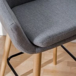 Mørteens Chaises de bar Nicholas II - Granit - Lot de 2 -Commodes enfant Soldes barstuhl nicholas ii webstoff 2er set eiche massiv granit 4793728