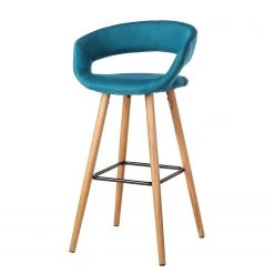 Mørteens Chaises de bar Volda (lot de 2) - Bleu pétrole -Commodes enfant Soldes barstuhl volda 2er set webstoff eiche massiv petrol 4017368