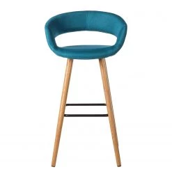 Mørteens Chaises de bar Volda (lot de 2) - Bleu pétrole -Commodes enfant Soldes barstuhl volda 2er set webstoff eiche massiv petrol 4017372