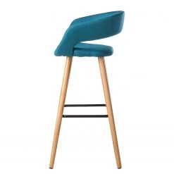 Mørteens Chaises de bar Volda (lot de 2) - Bleu pétrole -Commodes enfant Soldes barstuhl volda 2er set webstoff eiche massiv petrol 4017376