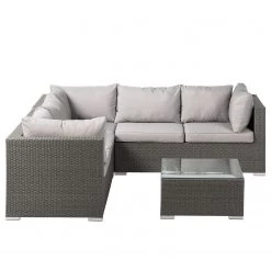Jardi Ensemble lounge Paradise Lounge I - 4 éléments - Tissu / Polyrotin- Gris clair / Gris -Commodes enfant Soldes loungeset paradise lounge i 4 teilig webstoff polyrattan hellgrau grau 4533248