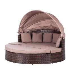 Merxx Salon de jardin modulable Riva - Polyrotin / Textile marron Taupe
