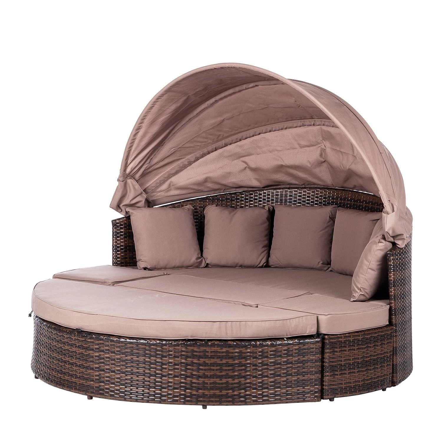 Merxx Salon de jardin modulable Riva - Polyrotin / Textile marron Taupe 1 Merxx Salon de jardin modulable Riva - Polyrotin / Textile marron Taupe