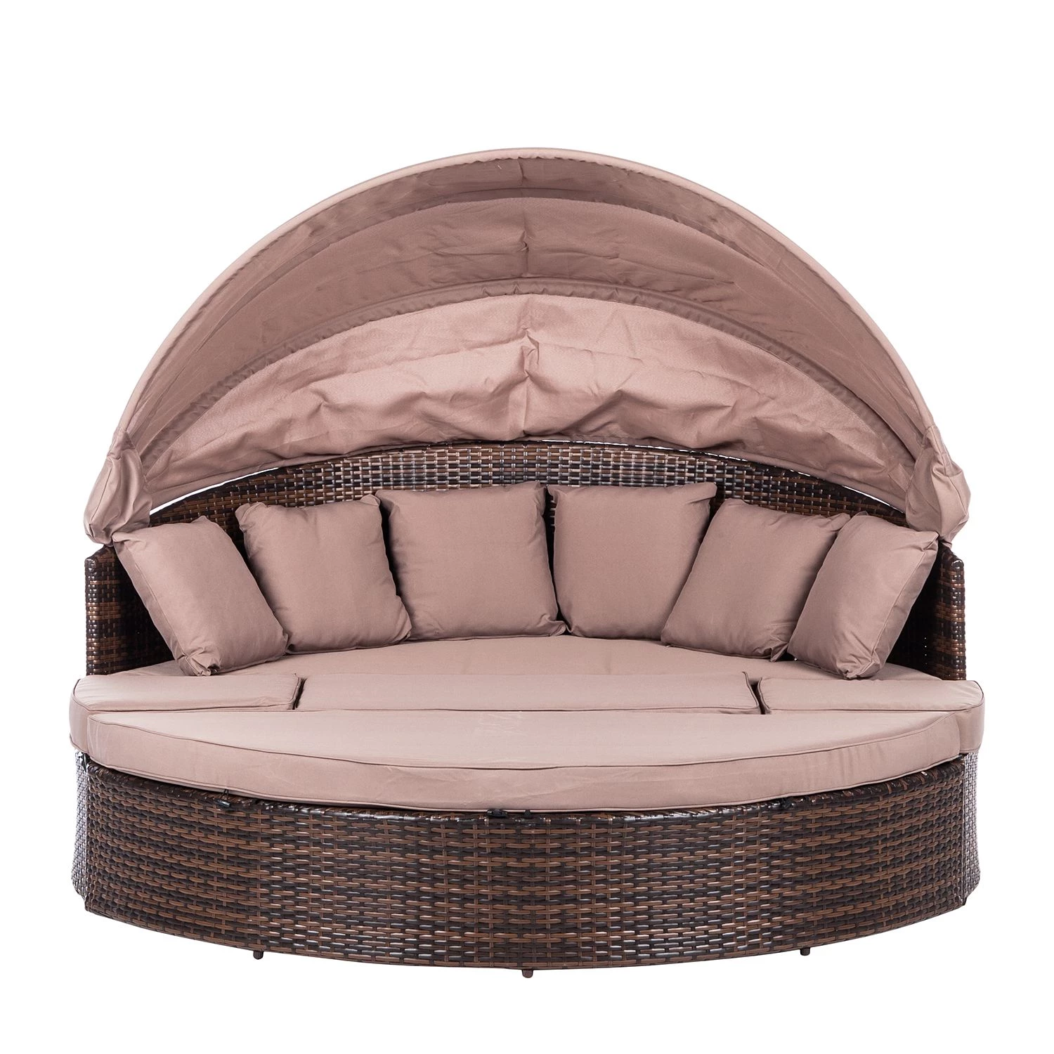 Merxx Salon de jardin modulable Riva - Polyrotin / Textile marron Taupe 3 Merxx Salon de jardin modulable Riva - Polyrotin / Textile marron Taupe – Image 3