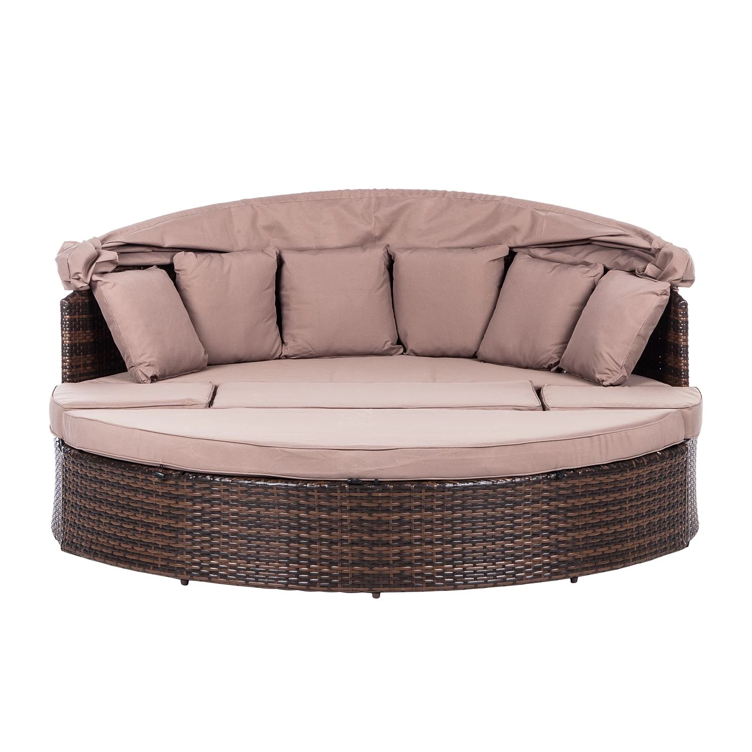 Merxx Salon de jardin modulable Riva - Polyrotin / Textile marron Taupe 6 Merxx Salon de jardin modulable Riva - Polyrotin / Textile marron Taupe – Image 6