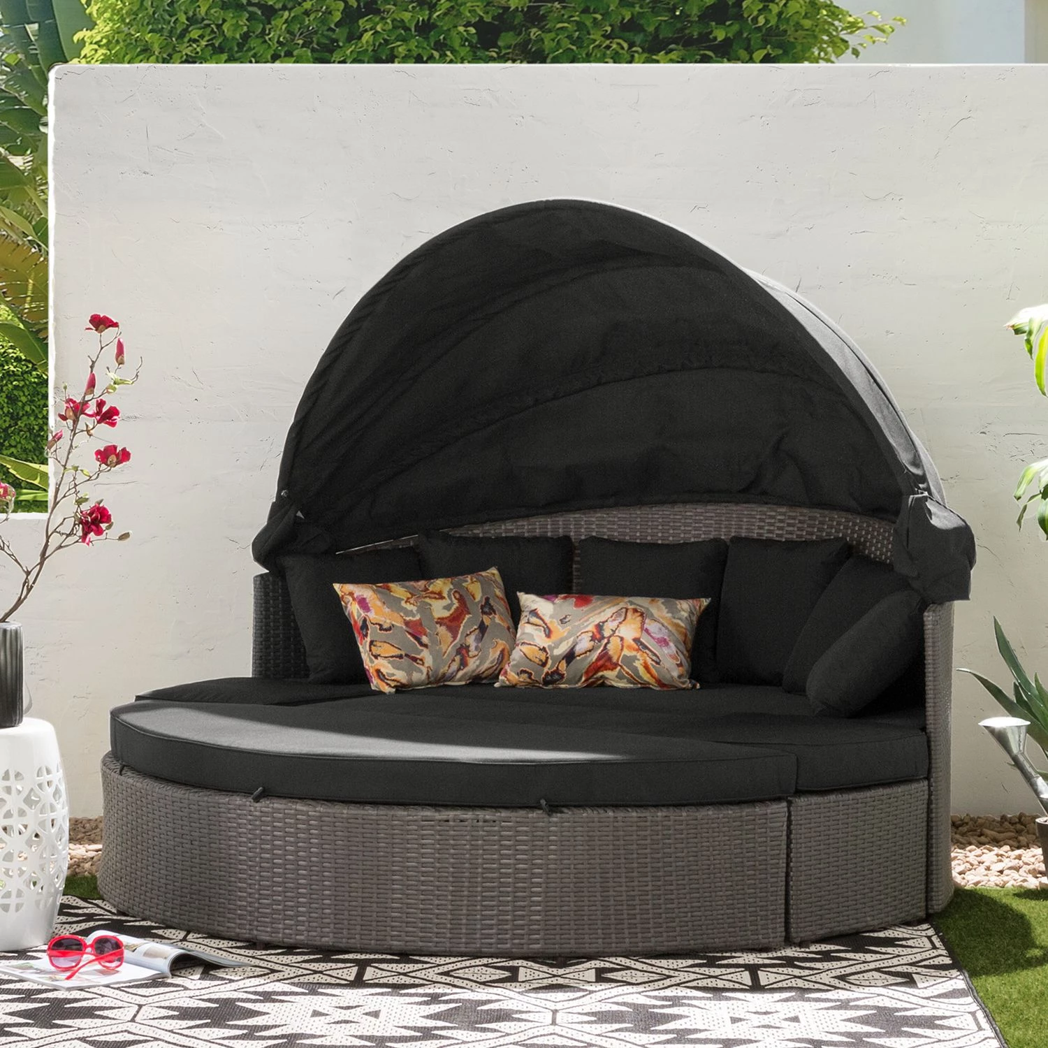 Merxx Salon de jardin modulable Riva - Polyrotin / Tissu - Gris 2 Merxx Salon de jardin modulable Riva - Polyrotin / Tissu - Gris – Image 2