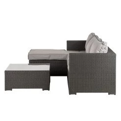 Salon de jardin Paradise Lounge - Polyrotin - Gris (3 éléments) -Commodes enfant Soldes sofa set paradise lounge 3 teilig polyrattan stoff grau grau 1363456